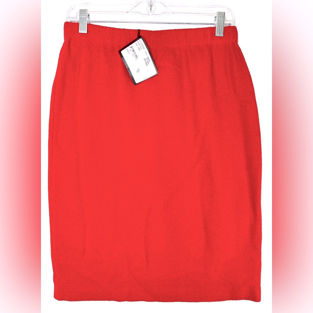 St John Women Size 8 Red Knit Pencil Skirt NWT MSRP 365